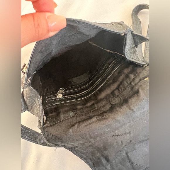 Sorpresa! Black Leather Crossbody Shoulder Purse Bag Studded Boho - Picture 8 of 10